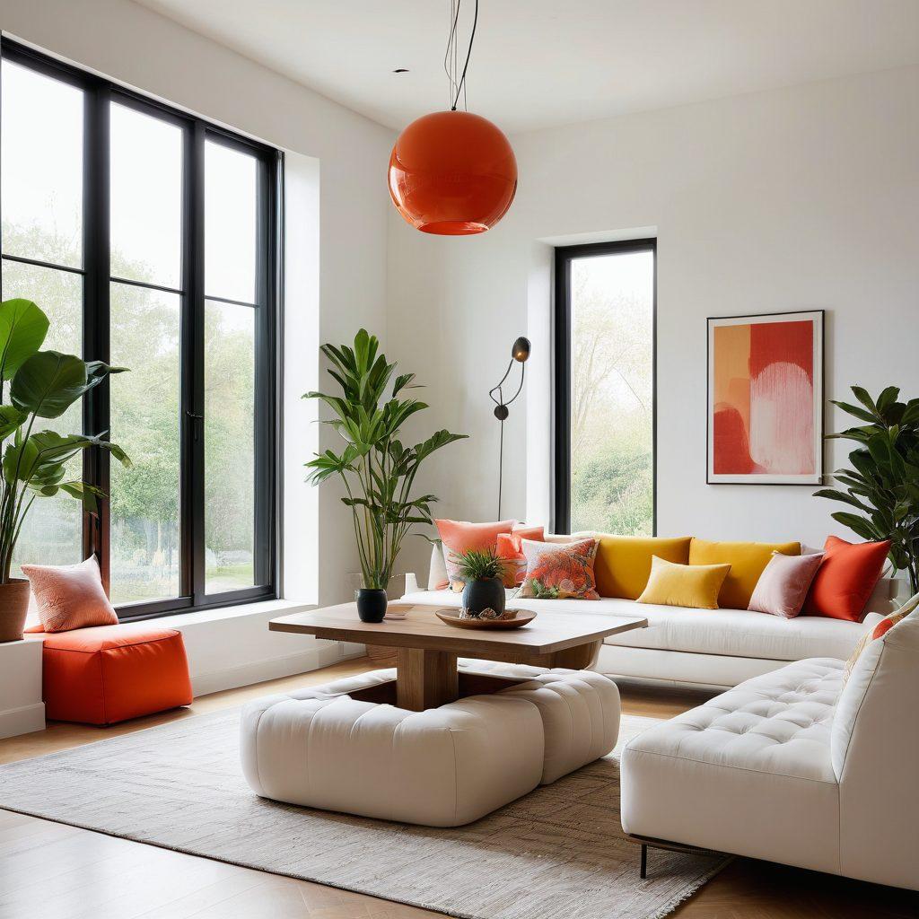 A modern, stylish room showcasing innovative furniture solutions, featuring a multifunctional sofa that transforms, a sleek dining table with built-in storage, and vibrant decor. The space is illuminated with natural light from large windows, incorporating plants for a fresh touch. The design exudes a balance of minimalism and flair, appealing to diverse aesthetics. bright colors. super-realistic. airy atmosphere.